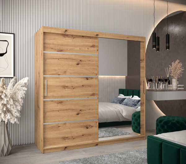 Šatní skříň Abi V2 Barva korpusu: Dub artisan, Rozměry: 200 cm, Dveře: Dub artisan