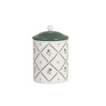 Strömshaga Plechová dóza Lovisa Green/White 15 cm, zelená barva, kov