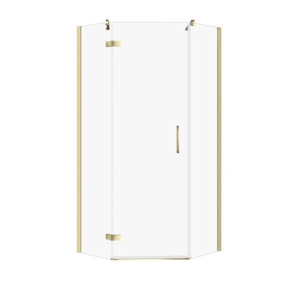 CERSANIT - Pětiúhelníkový sprchový kout JOTA, zlato, 90x90x195, levý, čiré sklo S160-020