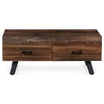 Konferenční stůl, 120x60 cm, MDF deska, dýha borovice, kov, černý lak