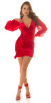 Sexy mini šaty Koucla s drapérií Velvet Look red Einheitsgroesse