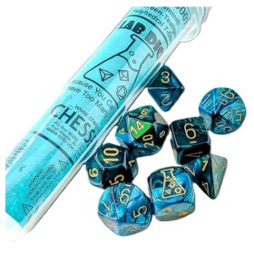 Sada kostek Lab Gemini Green-Teal/Gold Polyhedral (CHX 30078) - 7 kusů