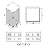 CERANO - Sprchový kout Antelo Duo L/P - 6 mm - černá matná, transparentní sklo - 100x100x190 - otočný CER-433281