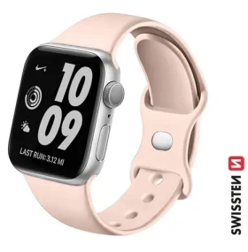 SWISSTEN silikonový řemínek pro Apple Watch 42-44 mm pískově růžová (46000115)