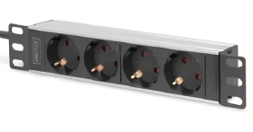 Digitus 10" zásuvkový pás s hliníkovým profilem / Zásuvkový panel do racku / 4x zásuvka / hliník (DN-95418)