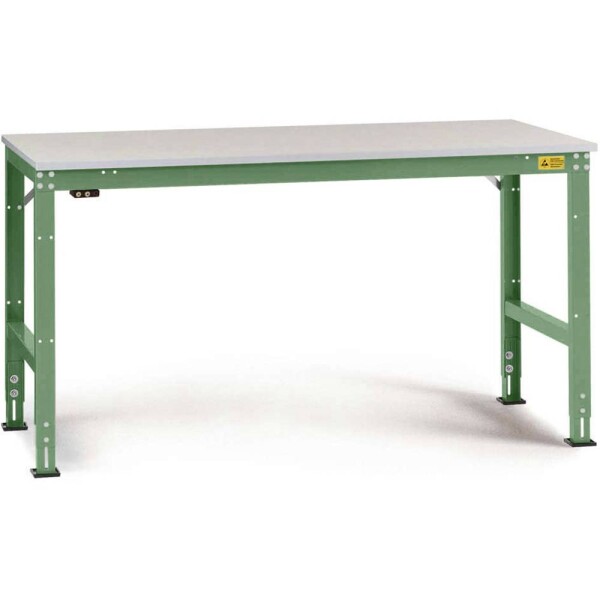 Manuflex LU4006.6011 ESD ESD pracovní stůl Univerzální standardní základní stůl s plastové desky, Šxhxv = 1000 x 600 x 766-876 mm rezedově zelená (RAL 6011)