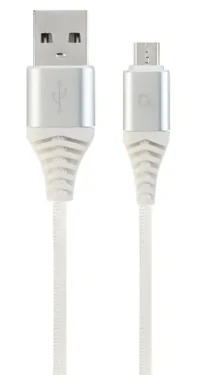Cablexpert USB-A - Micro-USB bílo-stříbrná / USB kabel / opletený / 1 m (CC-USB2B-AMmBM-1M-BW2)