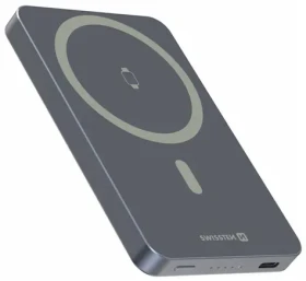 Swissten Fusion 5000 stříbrná / Power Bank / 5000 mAh / nabíjení Apple Watch / MagSafe (22013982)