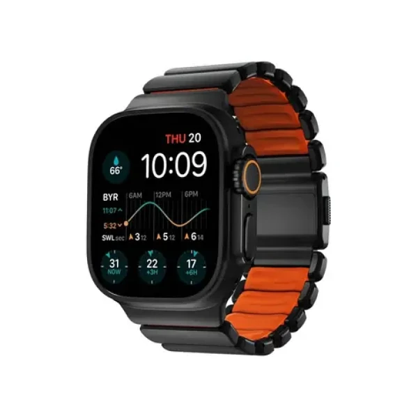 Nomad Stratos Band FKM řemínek pro Apple Watch 49mm/Ultra černá/oranžová (NM011116858)