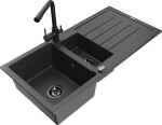MEXEN - Andres granitový dřez s odkapávačem včetně baterie Duero, černá nakrapiany 6515-76-671600-70-B