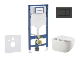 GEBERIT - Duofix Set předstěnové instalace, klozetu Gaia a sedátka softclose, tlačítko Sigma30, matná černá/černá SANI11CA5106B