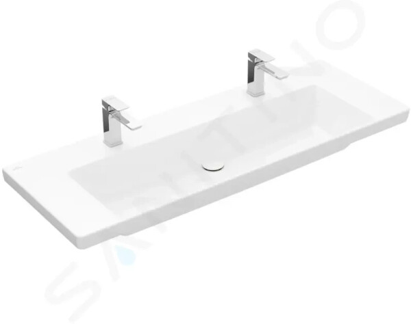 VILLEROY & BOCH - Subway 3.0 Dvojumyvadlo 1300x475 mm, bez přepadu, otvory pro baterie, alpská bílá 4A70D101