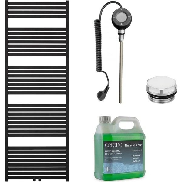 CERANO Koupelnový elektrický radiátorový set Vincenzo - WIFI - 600W - černá matná - 1700x600 mm
