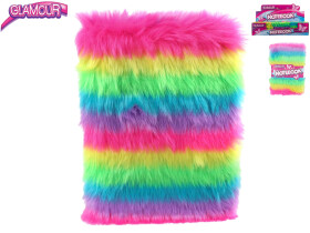 Glamour zápisník duhový plyšový 15,5 × 21,5 cm, 80 stran