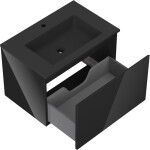 MEXEN/S - Orio koupelnová skříňka 70 cm s umyvadlem Otis, 1 šuplík, černá lesk/černá mat 91A10-07047-1-BF70-W18M71