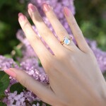 Royal Fashion prsten 14k zlato Vermeil GU-DR8346R-YELLOWGOLD-MOONSTONE-TOPAZ Velikost: 6 (EU: 51-53)