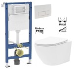 GEBERIT DuofixBasic s bílým tlačítkem DELTA51 + WC REA Carlo Flat Mini Rimless + SEDÁTKO 458.103.00.2 51BI CF1