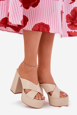 Dámské Klapky Na Platformě A Podpatku Béžové Lenobos 36