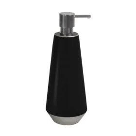 Spirella JOSHUA černo-stříbrná / Dávkovač mýdla / keramika / 650 ml / 9 × 9 × 24,5 cm