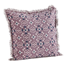 MADAM STOLTZ Bavlněný povlak na polštář Dusty lilac/White/Blue 50 × 50 cm, fialová barva, textil