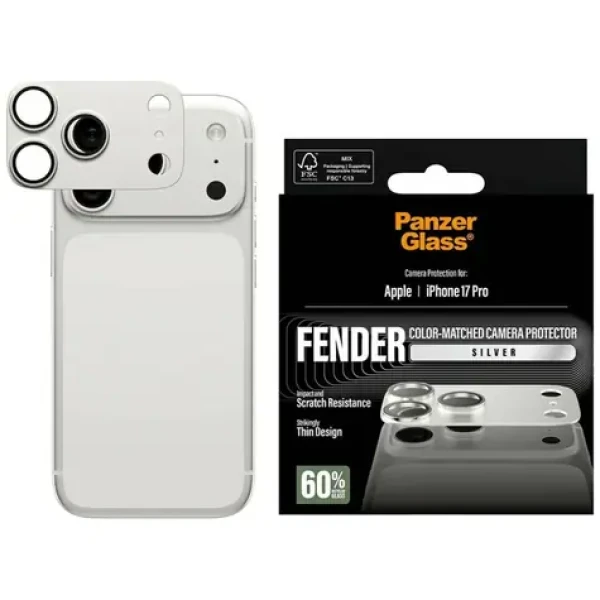 PanzerGlass FENDER Apple iPhone 17 Pro stříbrný ochranný hliníkový prvek fotoaparátu (PG59749)