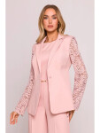 Dámské sako s krajkovými rukávy M865 Pudr růžová - MOE pudrovo-růžová XXL