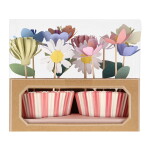 Meri Meri Sada na pečení cupcakes Garden 24 ks, růžová barva, dřevo, papír