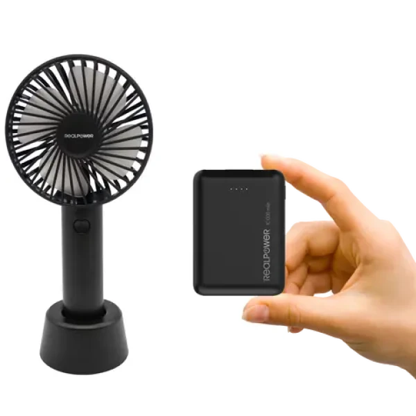 RealPower Mobile Bundle Ventilátor + PB-10000mini HD / Sada / Ventilátor 1200 mAh / Powerbanka 10000 mAh (375356)