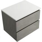 CERANO Koupelnová skříňka Carole - betonově šedá + deska pod umyvadlo z lit. mramoru Elanys - 12 mm - bílá matná - 60x49,2x46 cm