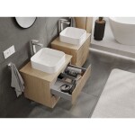 MEXEN/S - Rivel koupelnová skříňka pod umyvadlo 60 cm s deskou, 2 zásuvky, reliéf , dub 91A20-06047-2-BFFC81