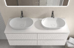 CERANO - Koupelnová skříňka Carole + deska pod umyvadlo Navira Pro - 36 mm - bílá matná rýhovaná - 120x51,6x46 CER-240313