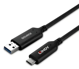 Lindy USB-A - USB-C 50 m černá / Kabel / USB 3.2 Gen 1 / 5 Gbit/s (43397)