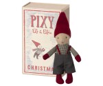 Maileg Vánoční skřítek Pixy Elf v krabičce od sirek Boy, červená barva, papír, textil