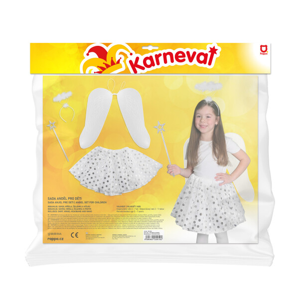 Dětský kostým tutu sukně anděl s křídly a přísluššenstvím