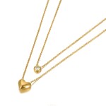 Ocelový dvojitý náhrdelník Agnes Gold - chirurgická ocel, srdíčko, Zlatá 39 cm + 5 cm (prodloužení)