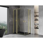 MEXEN/S - Mist L Duo sprchový kout dveře křídlové 110 x 95, transparent, zlato kartáčovaná 8A4L-110-095-55-00