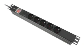 Lanberg PDU černá / Zásuvková lišta do racku / 19" 1U / 5x zásuvka / IEC C14 / 10 A (PDU-05E-0200-IEC-BK)