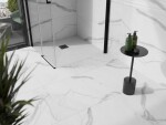 MEXEN/S - Stone+ čtvercová sprchová vanička 80 x 80, bílá, mřížka černá 44108080-B