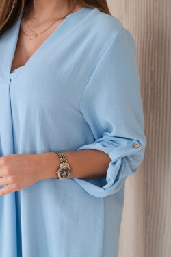 Šaty s výstřihem do V 88536 modré - Italian Fashion UNI