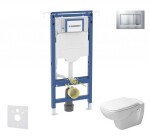 GEBERIT - Duofix Set předstěnové instalace, klozetu a sedátka Duravit D-Code, tlačítka Sigma30, Rimless, SoftClose, matný chrom/chrom SANI11CP2101