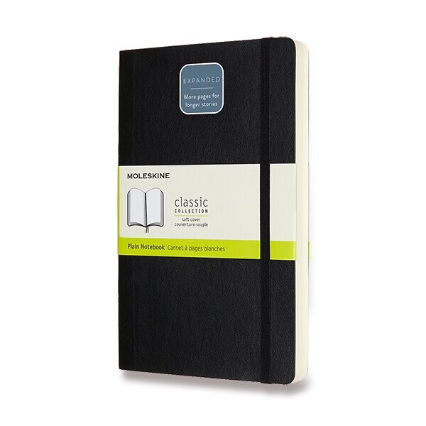 Zápisník Moleskine Expanded - měkké desky, L, čistý - černý