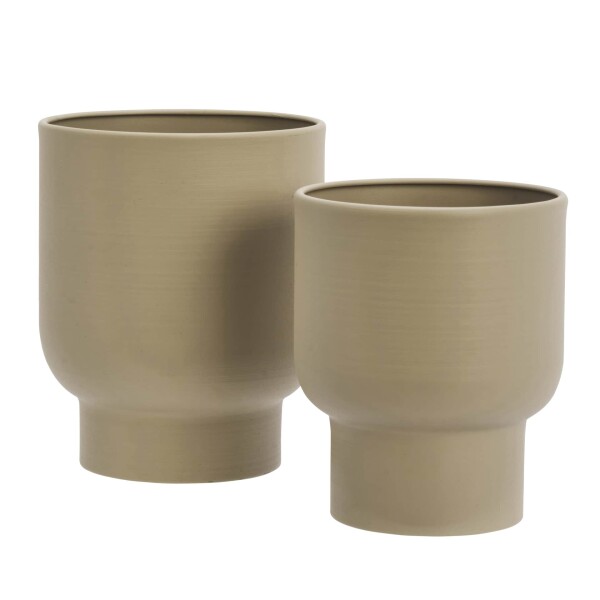 MADAM STOLTZ Venkovní obal na květináč Matt Beige Iron menší, béžová barva, kov