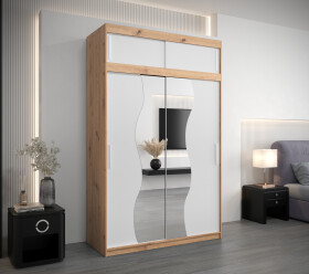 Šatní skříň Abi Mr s nástavcem Dveře: Bílá, Rozměr: 150 cm, Korpus: Dub artisan