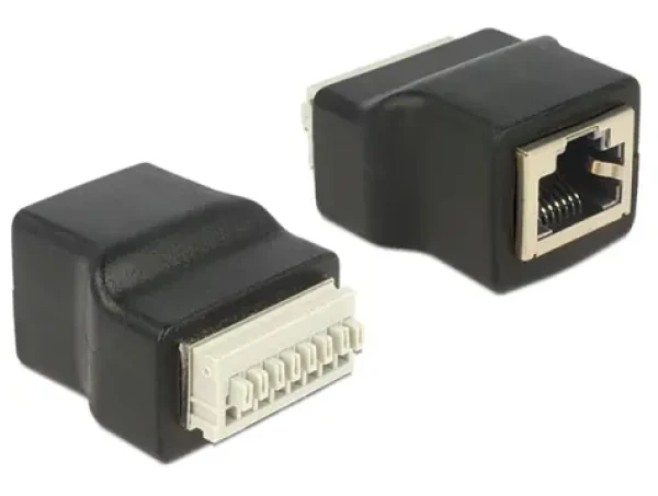 DeLock adaptér RJ45 samice Terminal Block 8 pin s tlačítkem (65527-DE)