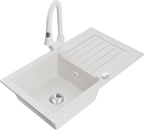 MEXEN - Pablo granitový dřez 1 s odkapávačem včetně baterie Elia, bílá 6510-20-670101-20