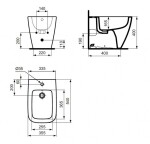 IDEAL STANDARD - i.Life B Stojící bidet, otvor pro baterii, lesklá šedá T461758