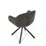 Židle jídelní, zelená látka a tmavě šedá látka v dekoru vintage kůže, černý kov, otočná P90°+ L90° s vratným mechanismem