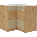 Spodní rohová skříňka Artisan 90x90 DN 2F BB Barva korpusu: Dub artisan, Barva dvířek: Cappucino lesk