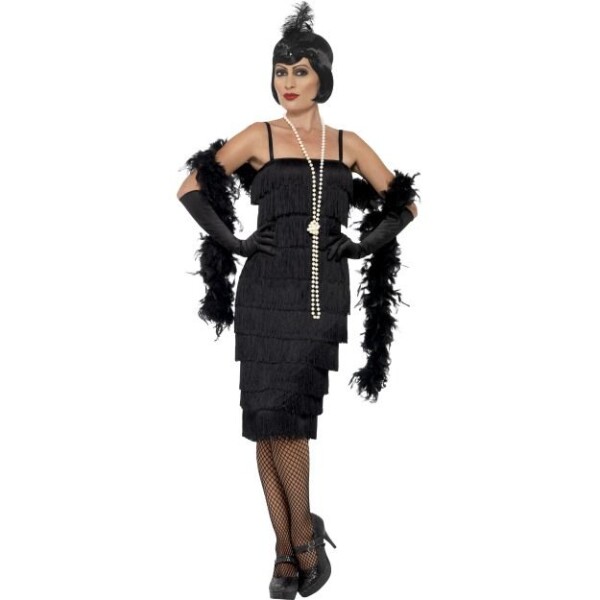 Smiffys.com Kostým - Flapper Charleston - 20. léta - černé třásně Velikost: M