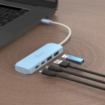J5Create Eco-Friendly USB-C Hub 4v1 azurová / USB hub / 4 porty / USB 3.2 Gen 1 / recyklovaný plast (JCH342EC-N)